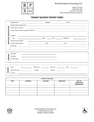 Tenant Incident Report Form Preview