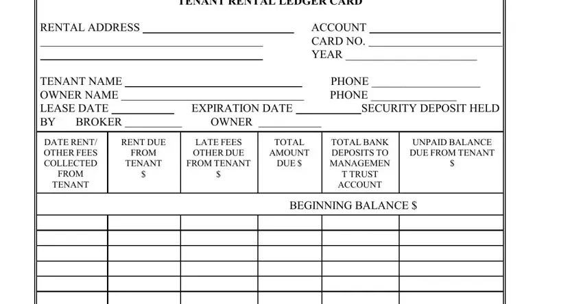 stage 1 to filling out rental ledger template