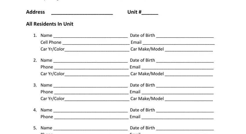 renter contact information form spaces to complete