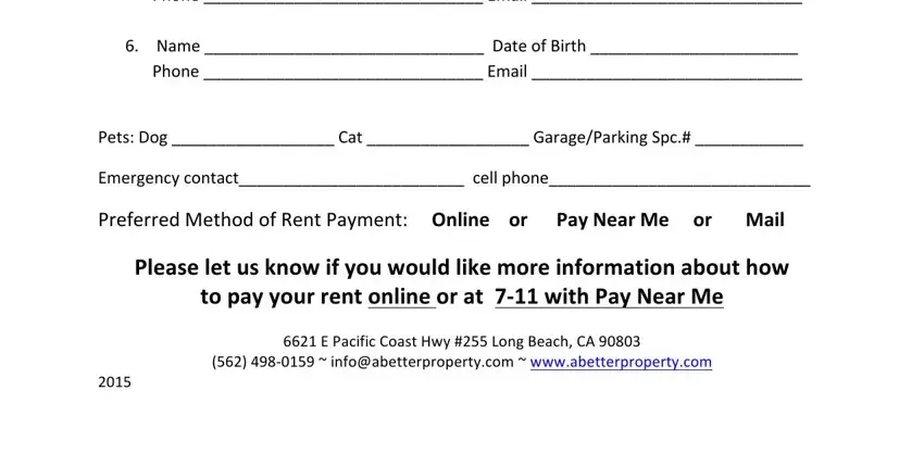 Completing renter contact information form step 2