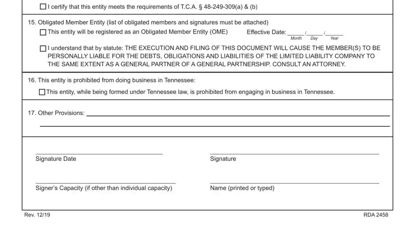 stage 4 to finishing Tennessee Articles Organization