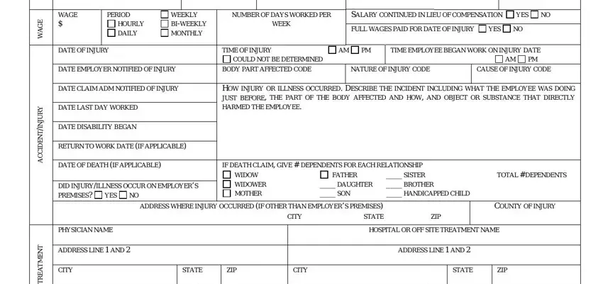 Filling in tennessee first report of injury form step 2