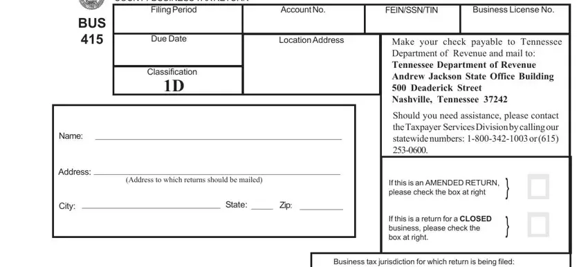 part 1 to filling in tennessee department of revenue form 415
