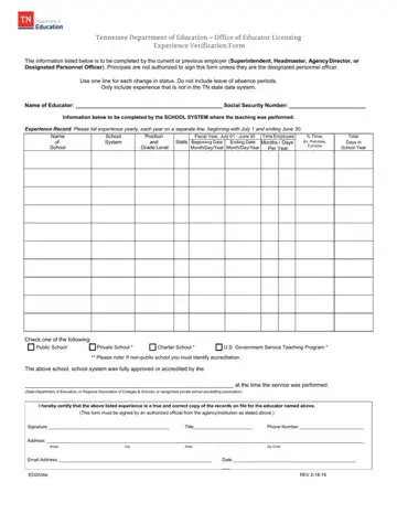 Tennessee Form Ed2034A Preview