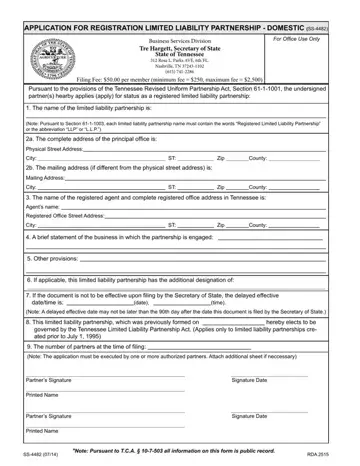 Tennessee Form Ss 4482 Preview