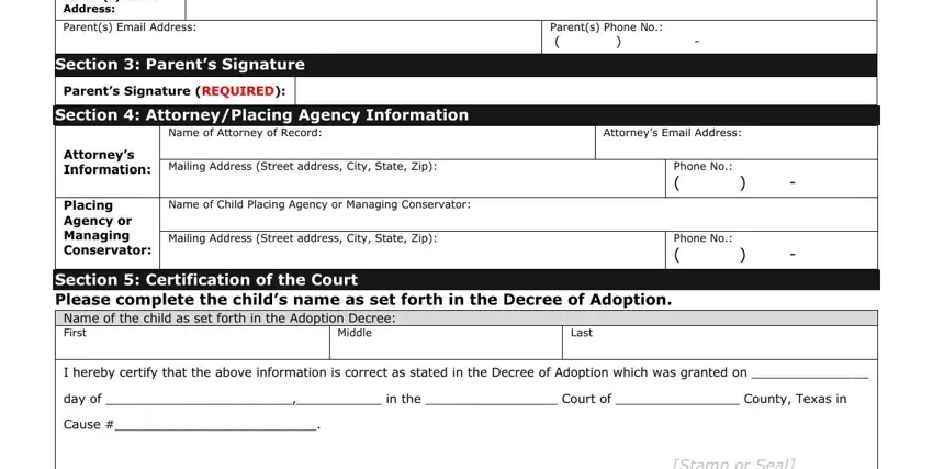 Filling in texas stepparent adoption forms step 4