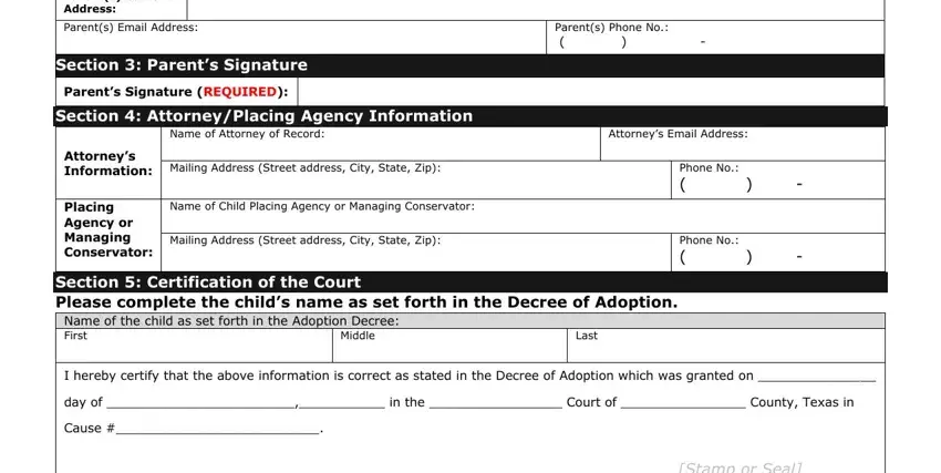 Filling in state of texas vs160 form step 4