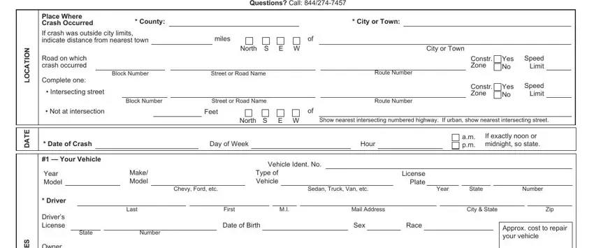 entering details in texas department of public safety blue form stage 1