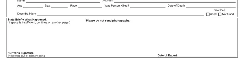 Entering details in texas blue form crash report step 3