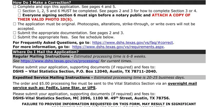 entering details in texas gov form vs170 step 1