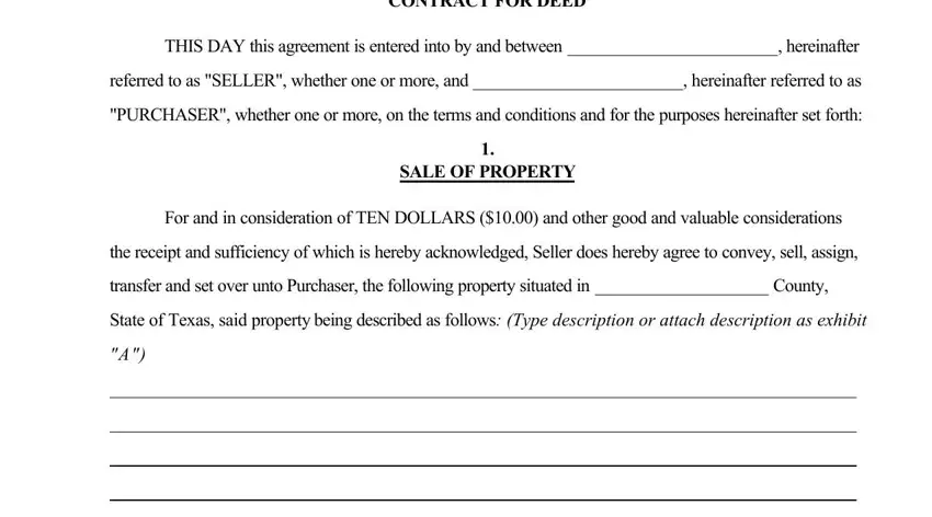 entering details in contract for deed form part 1