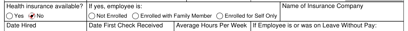 Form H1028 example filled out, health insurance available?