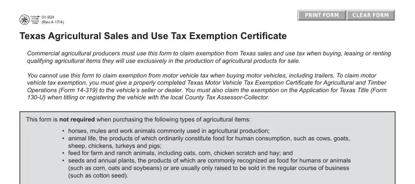 exemption farm texas spaces to complete