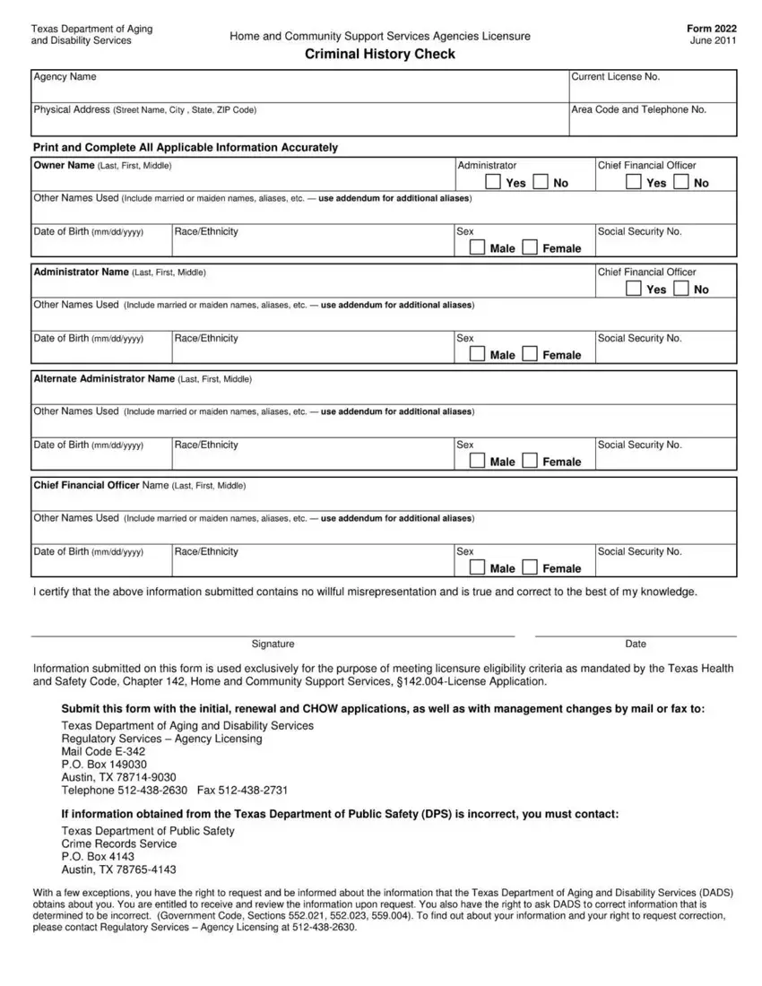 Texas Form 2022 first page preview