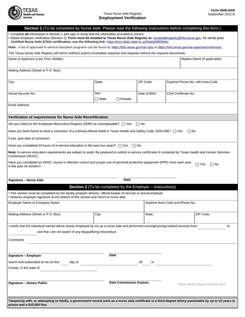 Texas Form 5506 Nar first page preview