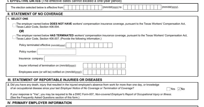 step 1 to filling in dwc005 form