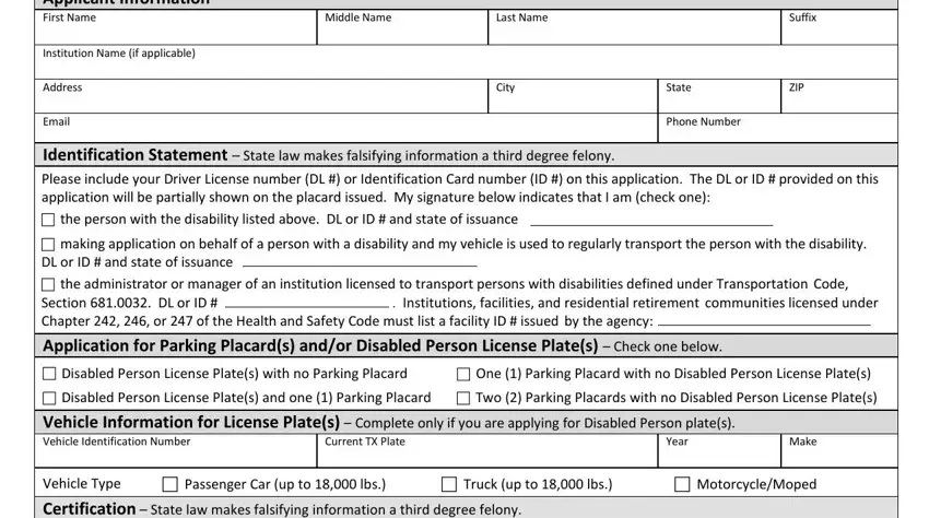 Filling out texas handicapped placard application part 2