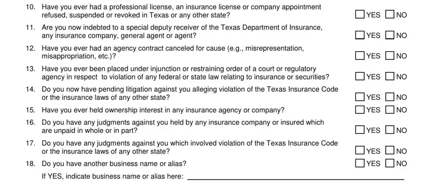 Entering details in Texas Form Pc132 stage 3