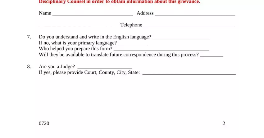 Filling out state bar of texas attorney grievance form part 4