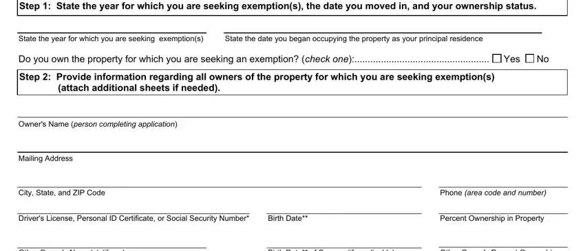 Filling in residence homestead exemption application part 2