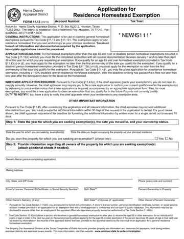 Texas Homestead Exemption Form Preview