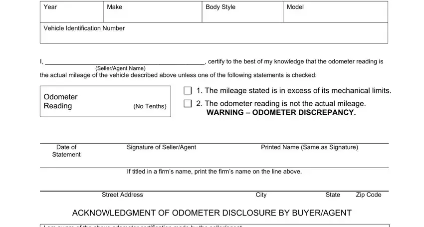 part 1 to filling out odometer disclosure statement