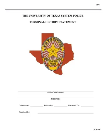 Texas Personal History Statement Form Preview