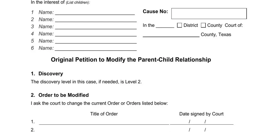stage 1 to filling out texas parent relationship