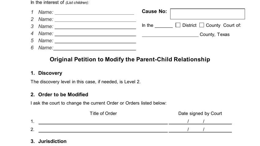 stage 1 to completing petition modify parent child