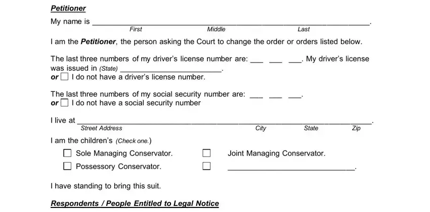 step 3 to entering details in texas child support modification forms