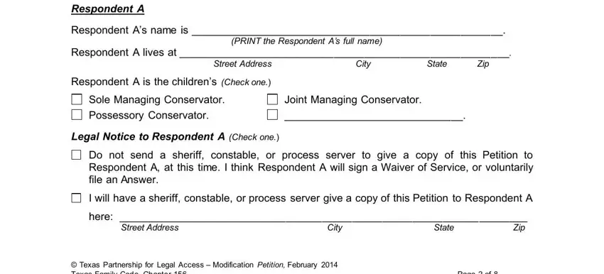 part 4 to filling out texas child support modification forms