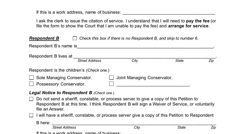 Completing petition modify parent child step 5