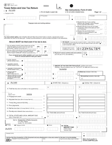 Texas Sales 01 922 Form Preview