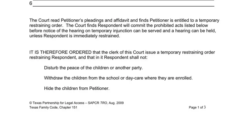 Temporary restraining order texas child custody