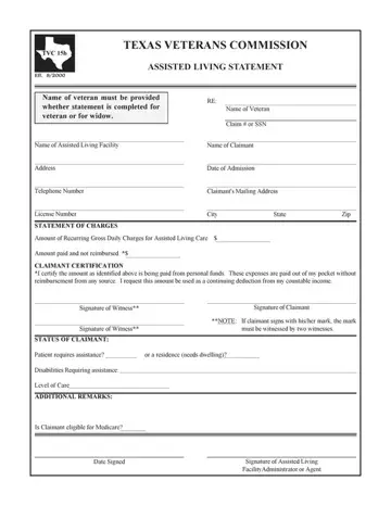 Texas Veterans Commission Form Preview