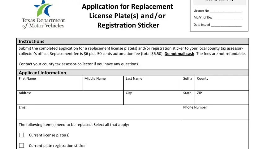 tx replacement license plates gaps to complete