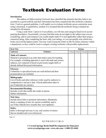 Textbook Evaluation Form Preview