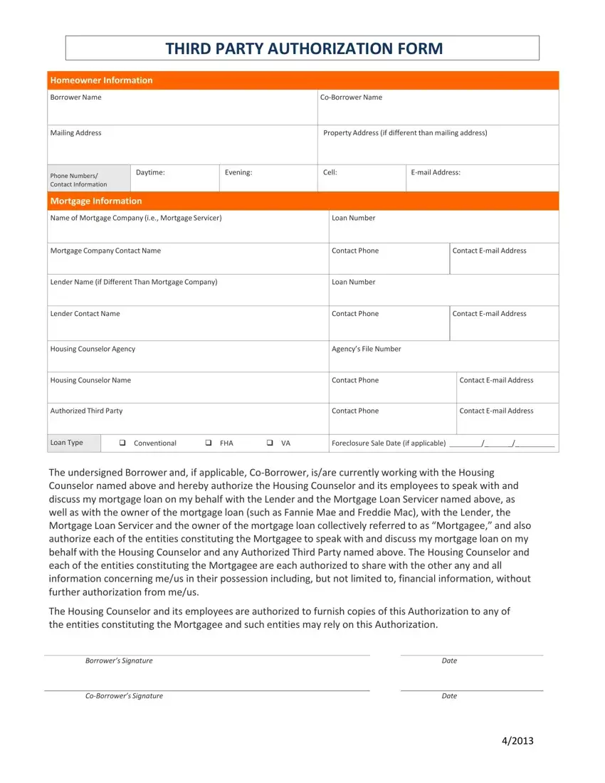 Third Party Authorization Form first page preview
