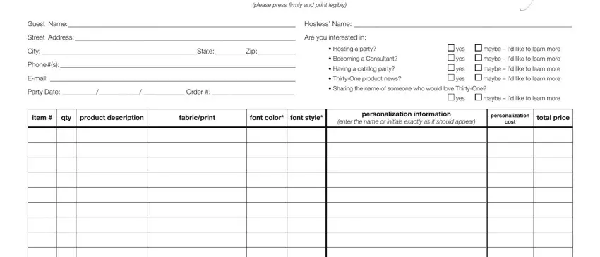 part 1 to completing thirty one order form template