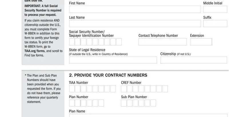 step 2 to filling out tiaa direct deposit authorization form