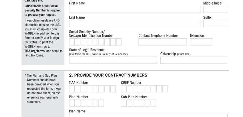 step 2 to filling out tiaa tacct online