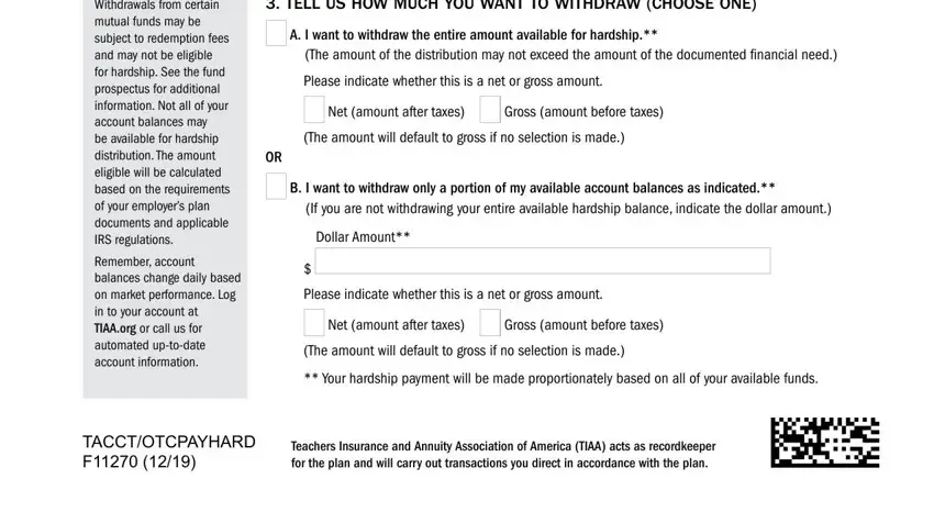 Filling in tiaa tacct online stage 3