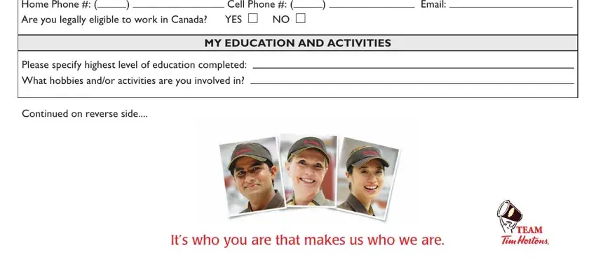 step 2 to entering details in tim hortons jobs application form