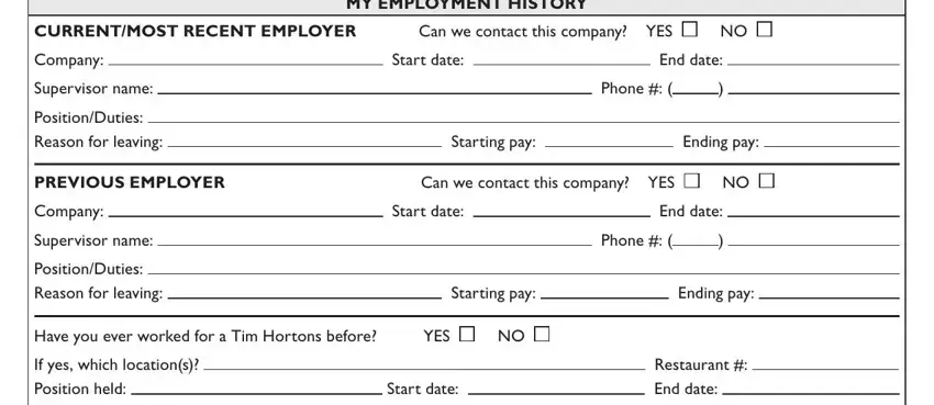 part 3 to filling out tim hortons jobs application form
