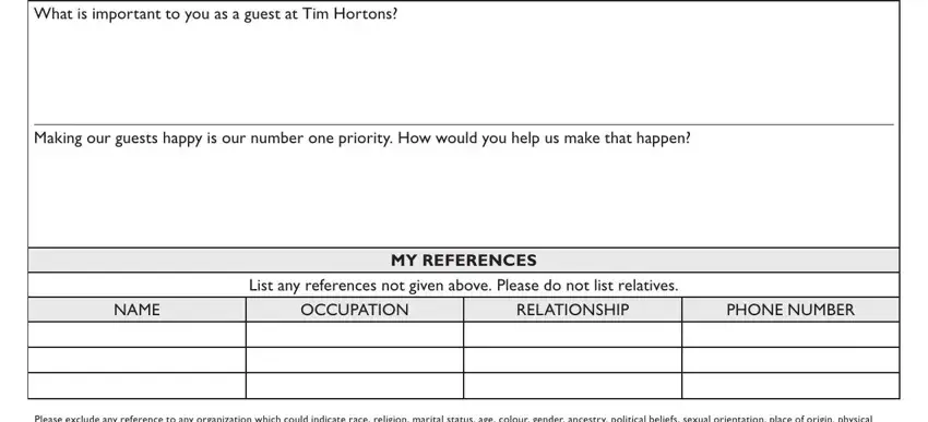 Completing tim hortons jobs application form step 4