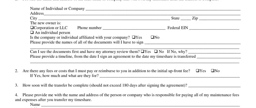 Filling out timeshare sales contract stage 4