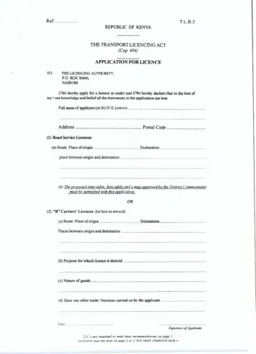 Tlb Application Kenya Form Preview