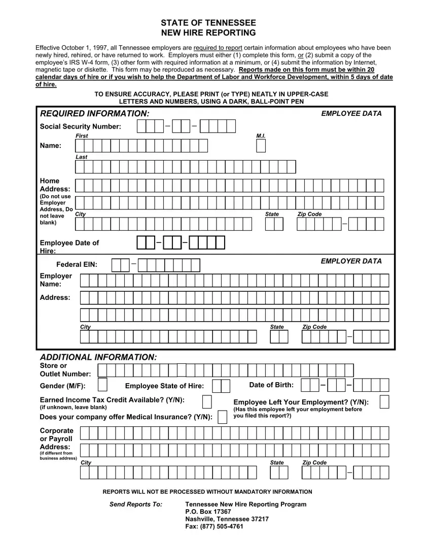 Tn New Hire Fill Out Printable PDF Forms Online