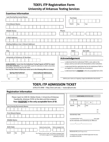 Toefl Itp Registration Form Preview