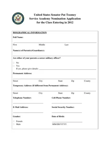 Toomey Academy Nomination Form Preview